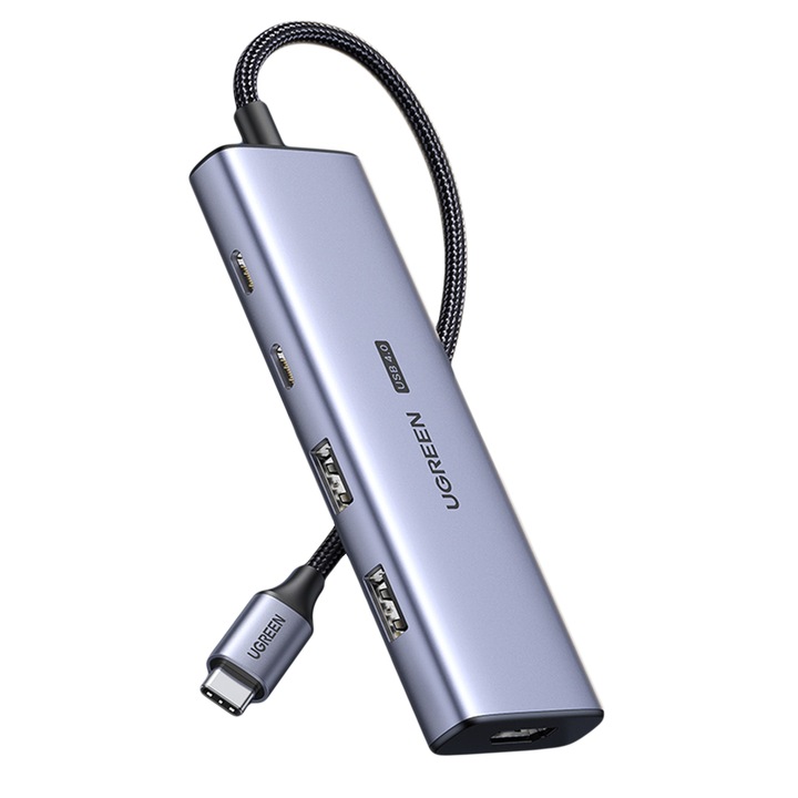 Хъб, Ugreen, USB-C/USB-A/HDMI, сив