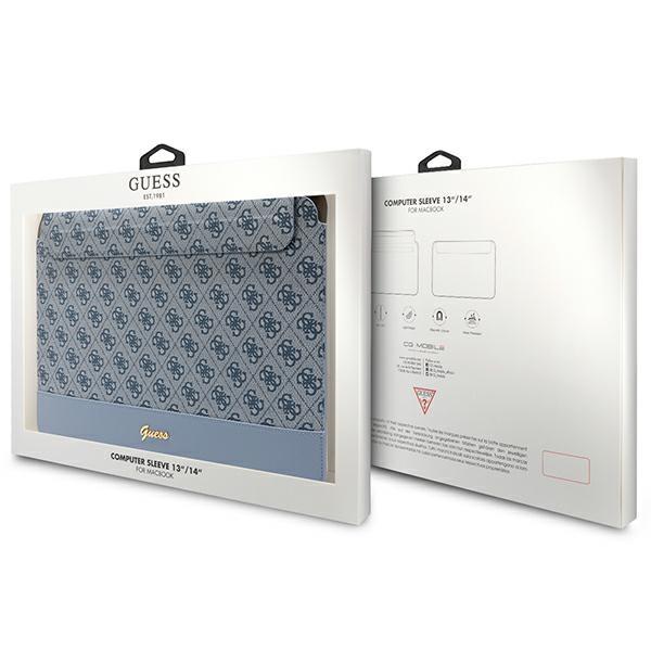 Husa Guess 4G Stripe Metal Logo compatibila cu laptop 14 inch Blue