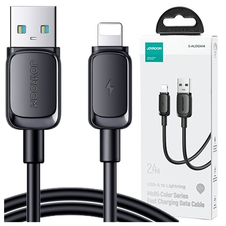 Cablu pentru incarcare si transfer de date Joyroom S-AL012A14, USB/Lightning, 2.4A, 1.2m, Negru