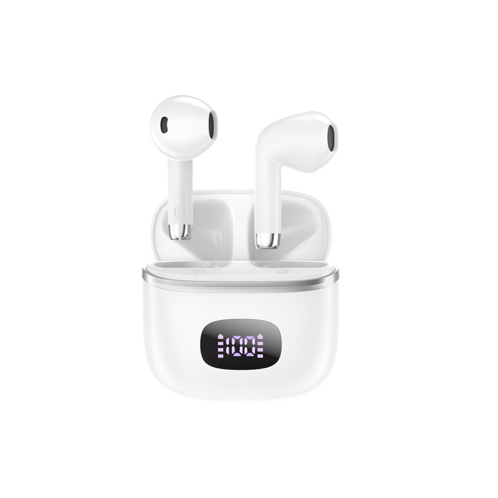 Безжични слушалки, Dudao, Bluetooth, USB C, бели