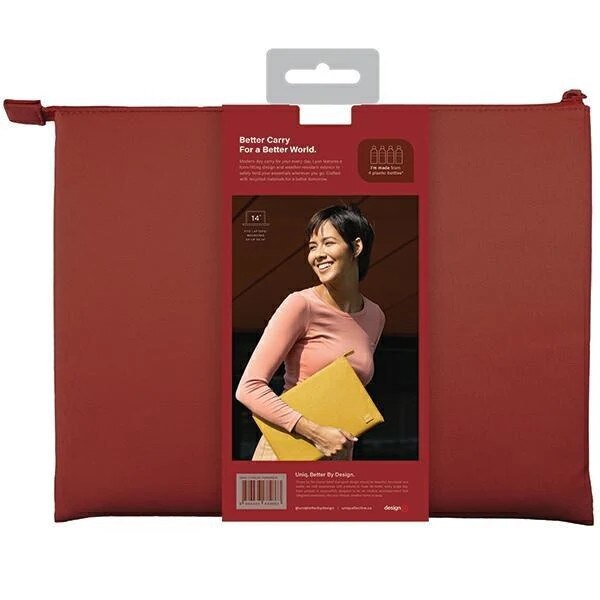Husa Uniq Lyon Waterproof RPET compatibila cu laptop de 14 inch, Rosu