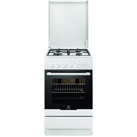 Aragaz Electrolux EKG51151OW, Gaz, 4 Arzatoare, Aprindere electrica, Grill, 50 cm, Alb