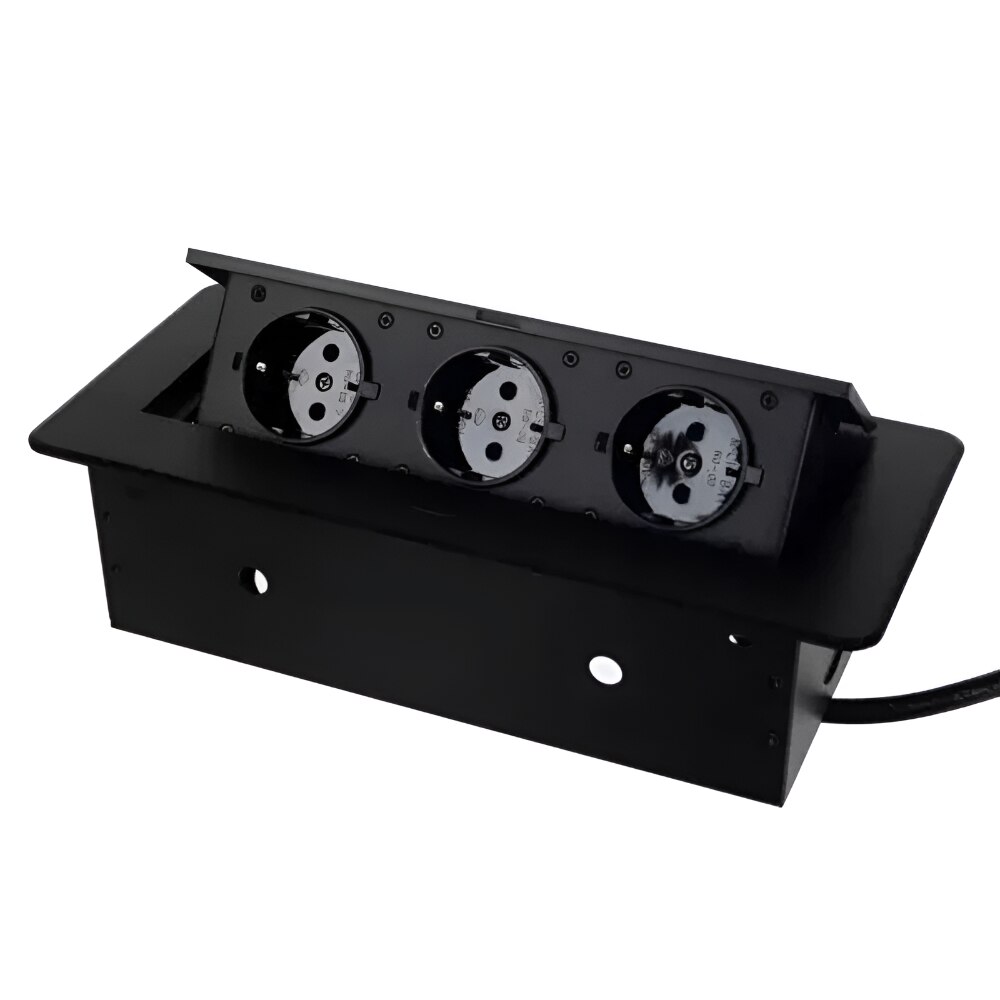 Щепселна розетка в плот Velixo®, Правоъгълна, 3 контакта Schuko, 230 V ...