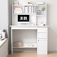 Birou compact cu biblioteca, Rebiko, MDF, alb, 100x45x131 cm