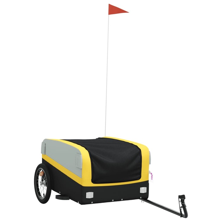 Remorca pentru biciclete vidaXL, negru si galben, 45 kg, fier, 126 x 63 x 50 cm