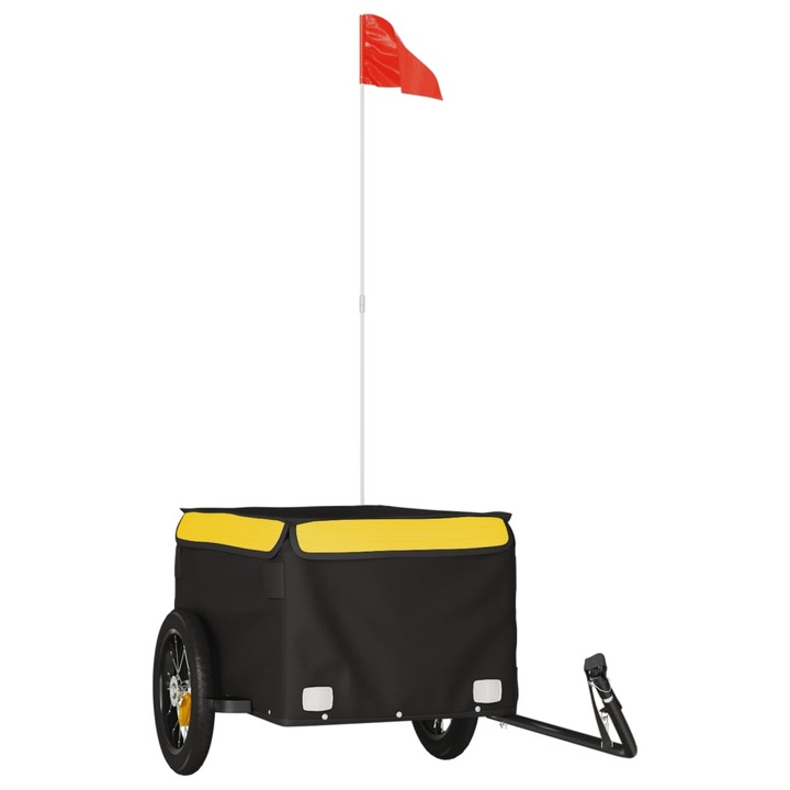 Remorca pentru biciclete vidaXL, negru si galben, 30 kg, fier, 120 x 54 x 44 cm