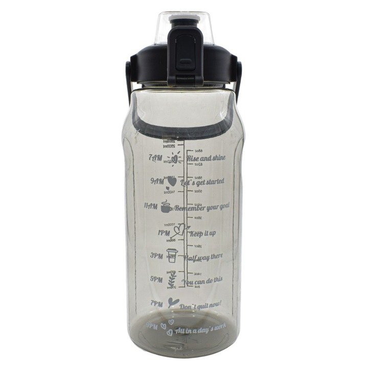 Спортна бутилка за вода, градуирана, 2800 ml, Naimeed D5040, черна