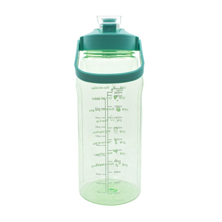 Спортна бутилка за вода, градуирана, 2800 ml, Naimeed D5040, зелена