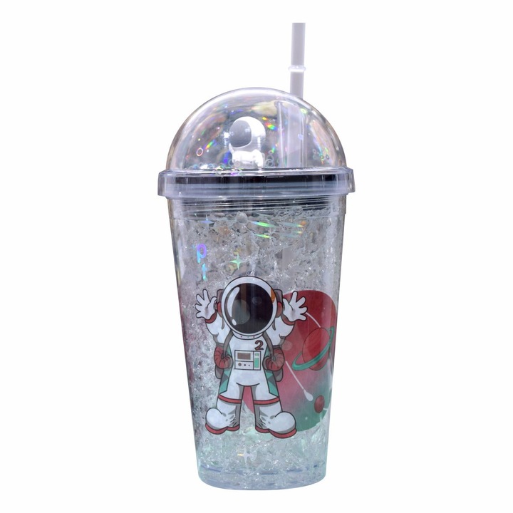 Pahar cu capac, Naimeed D5023, Astronaut-Rosu-Verde