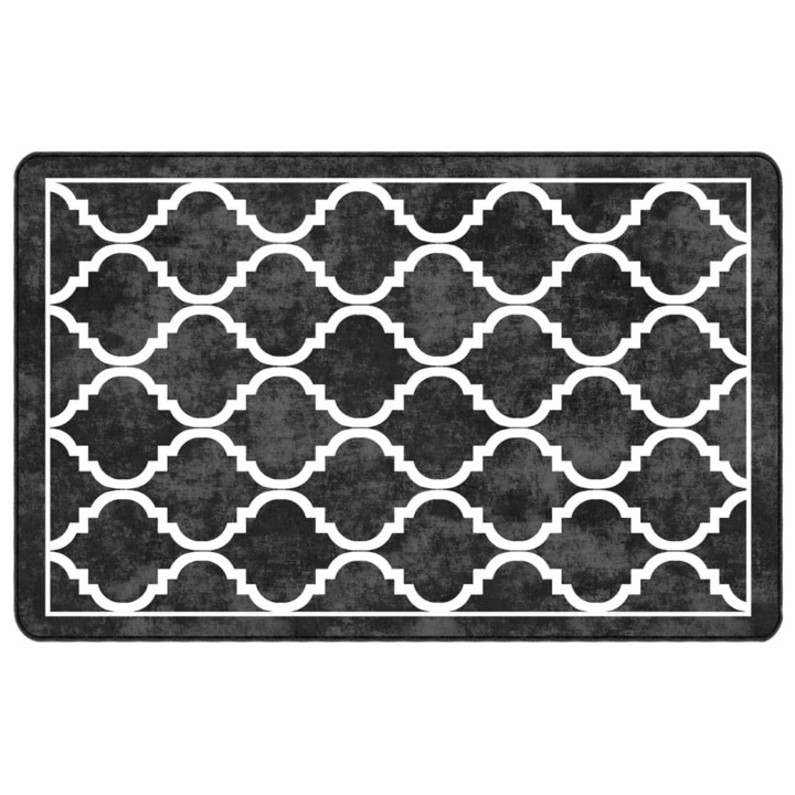 Перящ се килим vidaXL, черно и бяло, 190x300 см, противоплъзгащ, 7 Kg