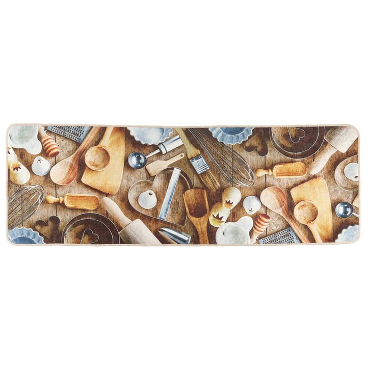 Covor bucatarie vidaXL, multicolor, 60x 180 cm, lavabil, anti-alunecare, 1.2 Kg