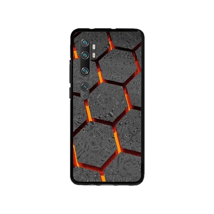 Персонализиран калъф за плуване и силиконово фолио за Xiaomi Redmi Mi 10 Pro 5G, модел Lava Hex, многоцветен, S1D1M0265
