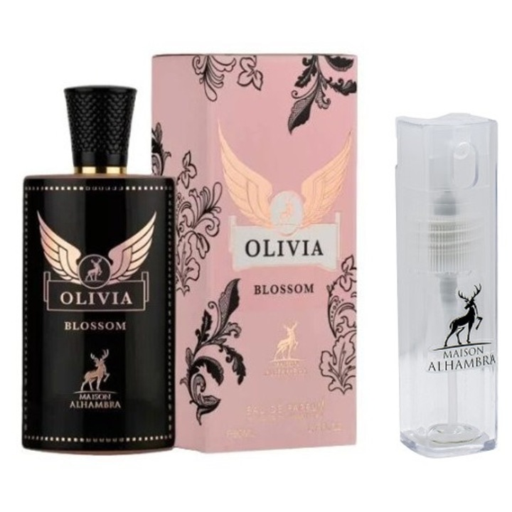 Set Apa de parfum, Alhambra, OLIVIA BLOSSOM, de dama, 100 ml cu Kit Travel Reincarcabil 10 ml