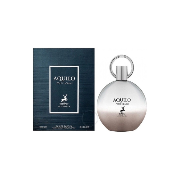 Set Apa de parfum, Alhambra, Aquilo, de barbat, 100 ml cu Kit Travel Reincarcabil 10 ml