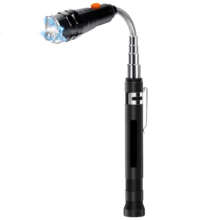 Recuperator Telescopic cu Magnet Tip Pix, BOMSTOM, Lumina LED, Extensibil pana la 57.5 de cm, Rotire la 360 de grade