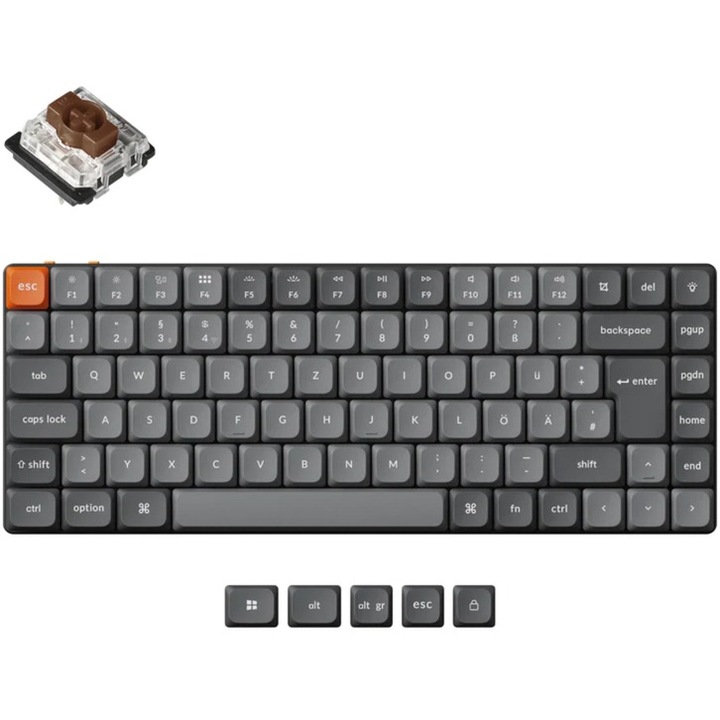 Механична безжична клавиатура Keychron K3 MAX QMK/VIA, RGB LED, Gateron Brown Hot-Swap, сиво