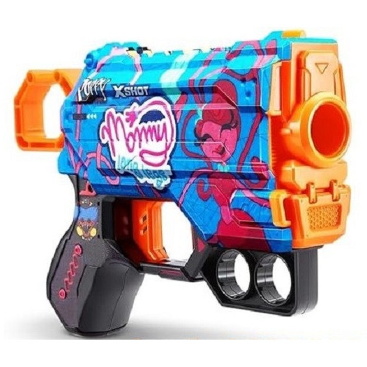Jucarie Pistol X−Shot Skins Menace, Poppy Playtime, Gametime, 8 cartuse, S1, Zuru