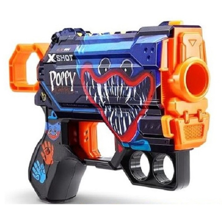 Jucarie Pistol X−Shot Skins Menace, Poppy Playtime, Jumpscare, 8 cartuse, S1, Zuru