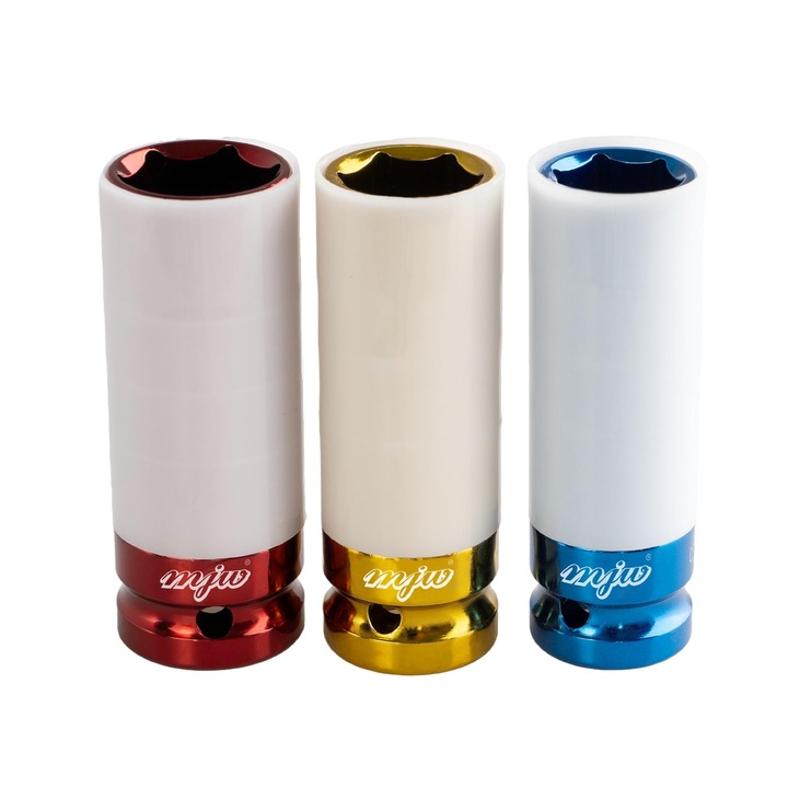 Set 3 chei cu manson lung de fixare, MJW, Otel, Hexagonal, 1/2", 17-21 mm, Multicolor