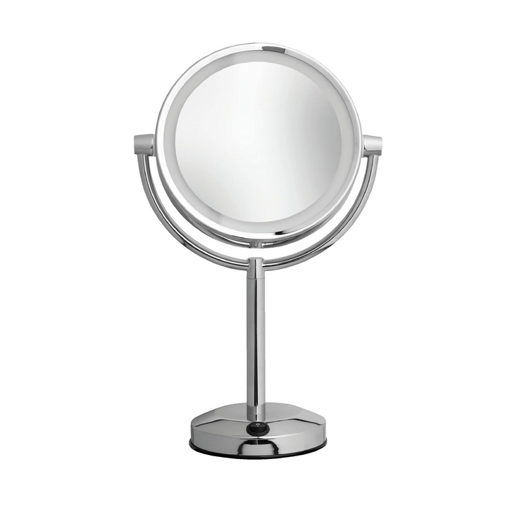 Oglinda lupa baie din otel inoxidabil cu iluminare 42 cm