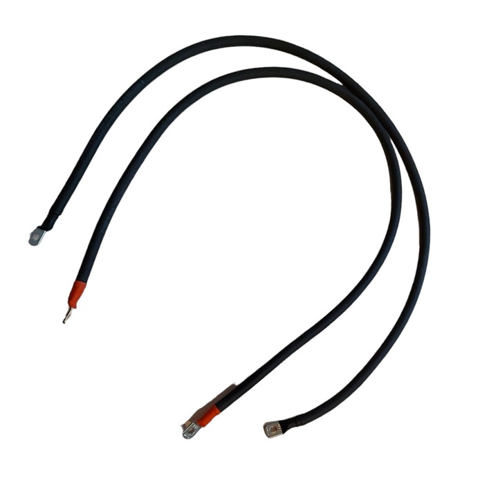 Set cablu baterie, sectiune 25 mmp, 2x200 cm, negru, papuci 25 mm, pentru invertor, utilaje agricole, autovehicule, ambarcatiuni marine