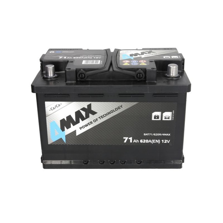 Acumulator turisme 4MAX 12V 71Ah/620A, 278x175x190 B13 - flansa de montare 10.5 mm