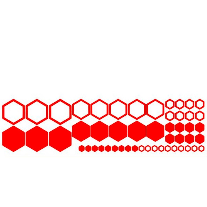 Pachet Stickere Hexagonale 52 bucati Culoarea Rosu