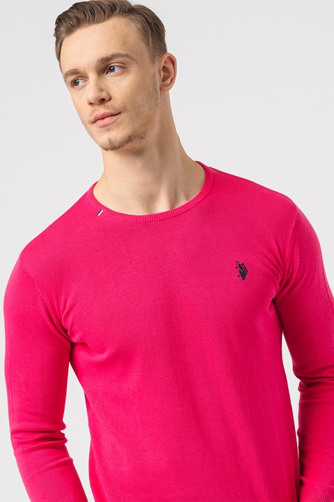 U.S. Polo Assn., Kerek nyakú pulóver logós részlettel, Rózsaszín