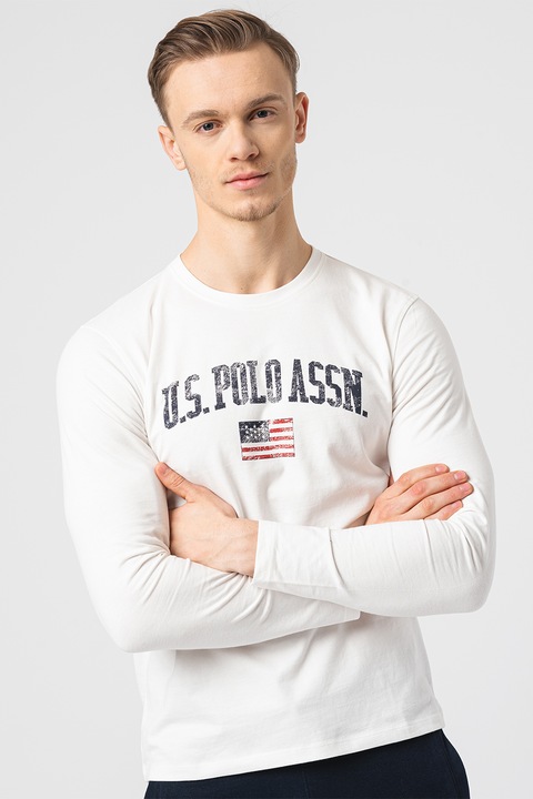 U.S. Polo Assn., Bluza cu imprimeu logo, Alb