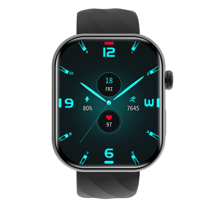 Смарт часовник с функция телефон, HalfYue, 2.0 инча, Пулс, за IOS/Android, Черен