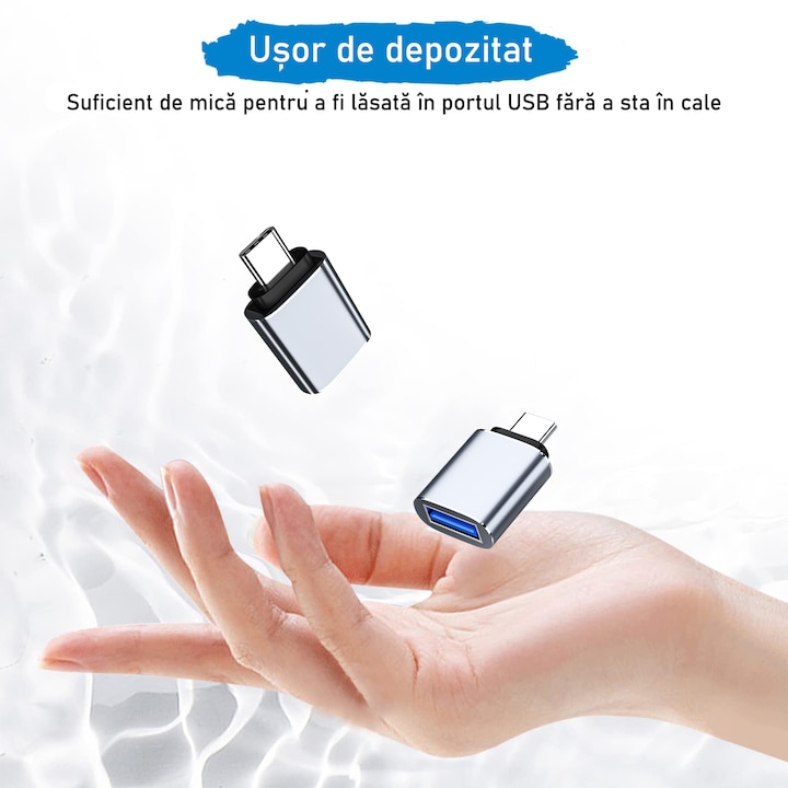Адаптер USB 3.0 OTG -Type-C, Wieysdoo, сив