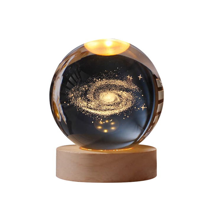 Glob decorativ de birou, 6 cm, LED, USB, Negru