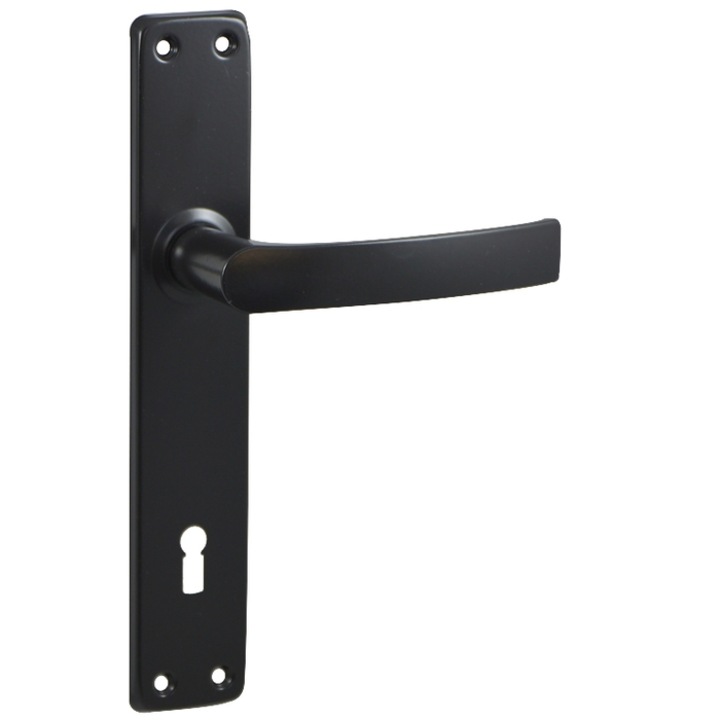 Belső ajtókilincs, küszöbös, Feroneria, Mures modell, kulcshoz, alumínium, fekete, L 90 mm