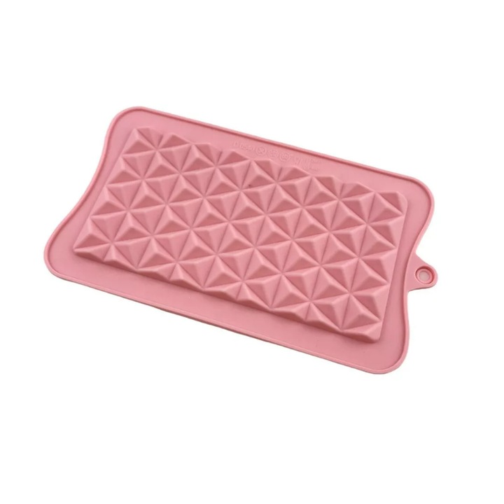 Forma din silicon, Pentru ciocolata, Triunghiulara-piramidala, Rezistenta la caldura, Roz