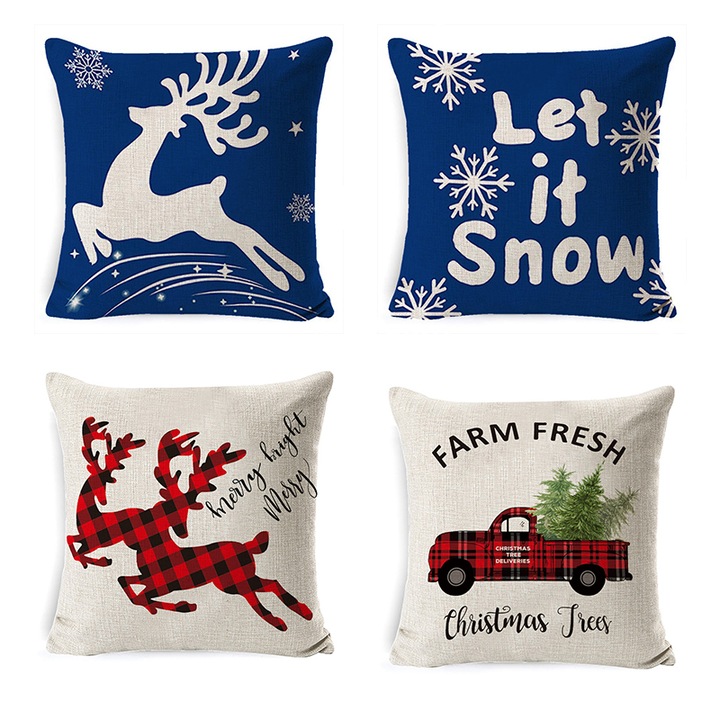 Set 4 huse de perna, In, 45x45 cm, Multicolor