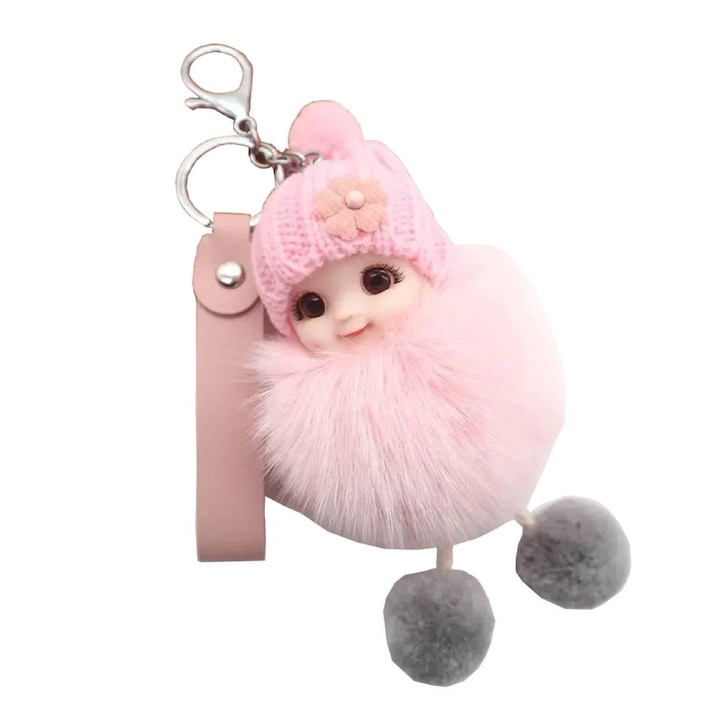 Допълнителен ключодържател, Кукла бебе, За ключове и чанти, Розов