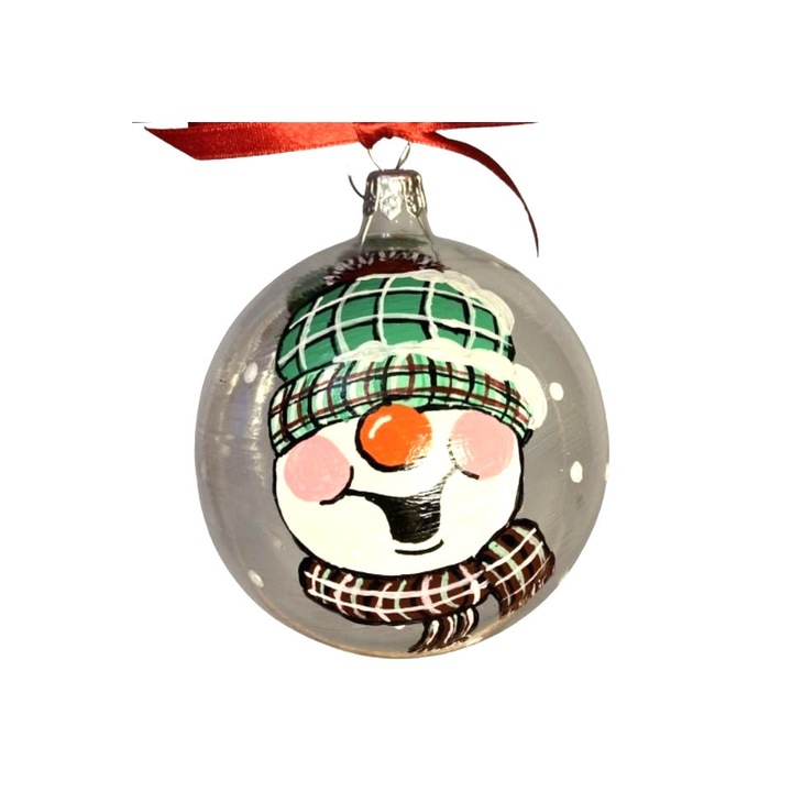 Glob sticla Om Zapada pictat manual, transparent, 8cm