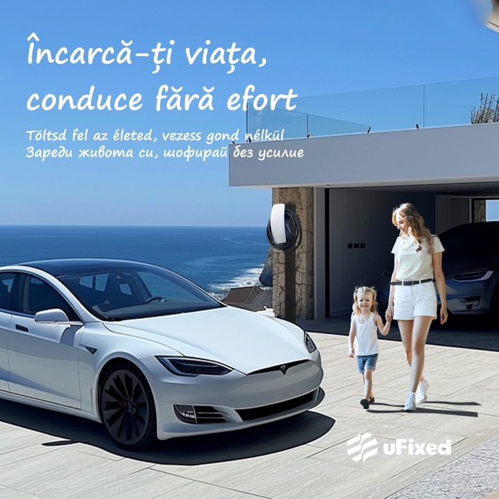 Stalp montare incarcatoare auto electrice, Universal Ufixed, Rezistent la Rugina, Potrivit pentru Utilizare in Exterior, Compatibil cu Incarcatoare Tesla si J1772, Negru