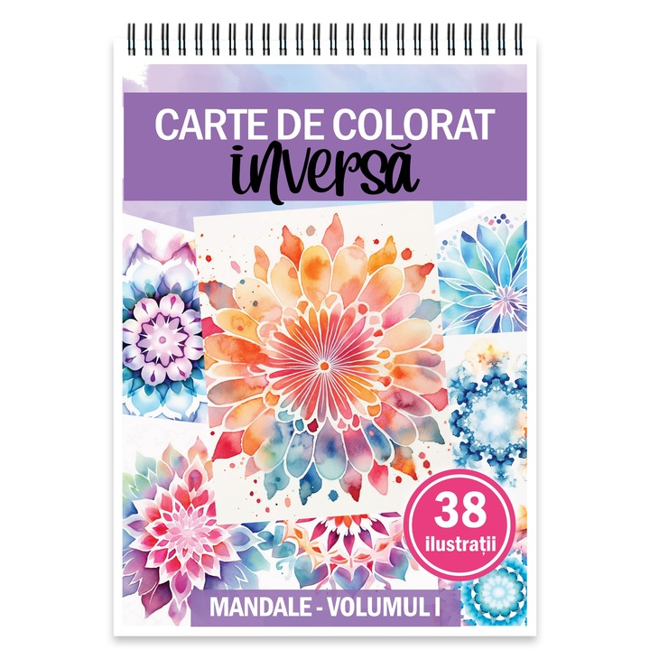 Carte de colorat inversa cu 38 de ilustratii, Mandale - Volumul I, 82 pagini