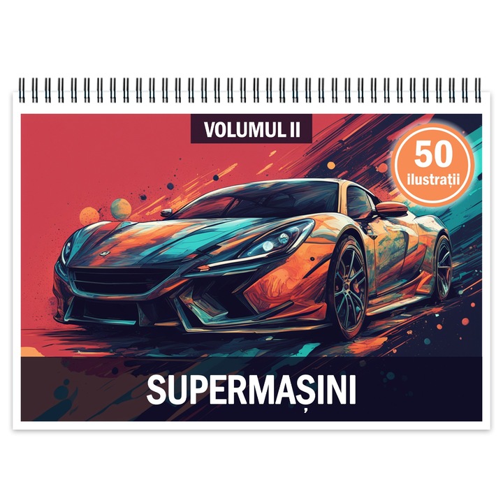 Книжка за оцветяване с 50 илюстрации, Supercars - том II, 106 страници