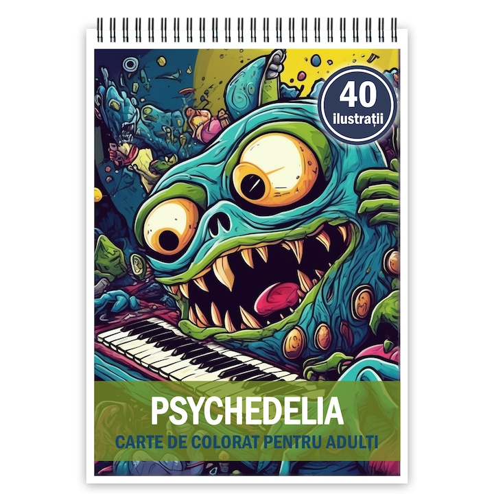 Carte de colorat cu 40 de ilustratii, Psychedelia, 86 pagini