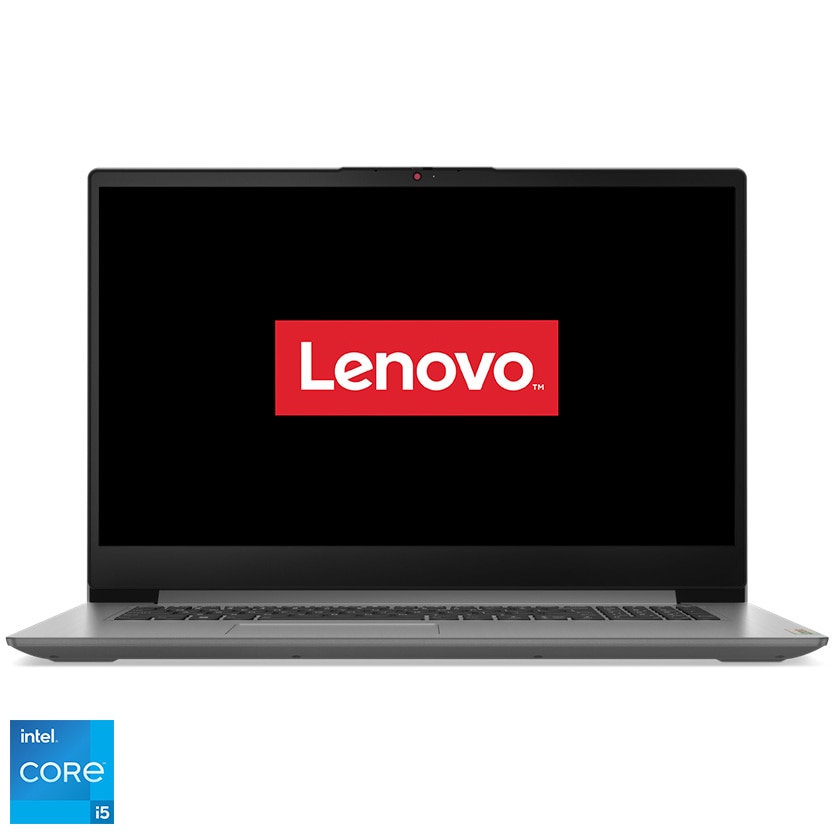 Laptop Lenovo IdeaPad 3 17IAU7 cu procesor Intel® Core™ i5-1235U pana la 4.4 GHz, 17.3", HD+, 16GB, 512GB SSD, Intel® Iris® Xe Graphics, No OS, Arctic Grey