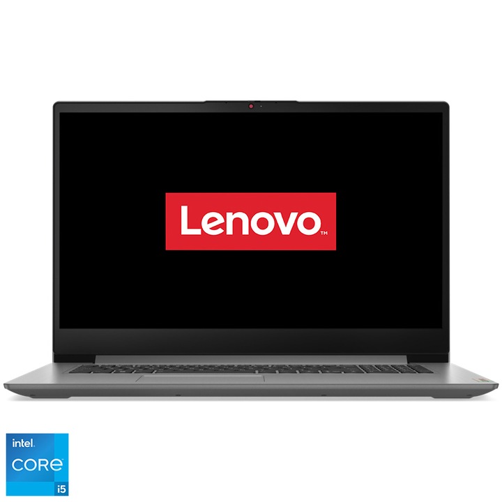 Лаптоп Lenovo IdeaPad 3 17IAU7, Intel® Core™ i5-1235U, 17.3", HD+, 16GB, 512GB SSD, Intel® Iris® Xe Graphics, No OS, Arctic Gray