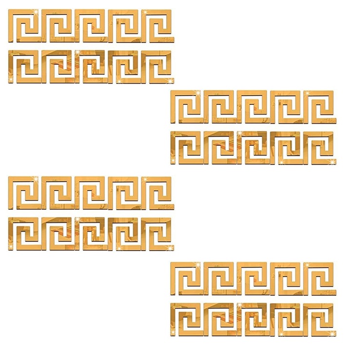 Set Oglinzi Acrilice Autoadezive, AllizBan, 8 buc, dreptunghi, 10cm, Aur