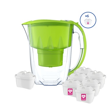 Pachet cana filtranta Aquaphor Jasper 2.8L si 7 filtre Maxfor+, verde