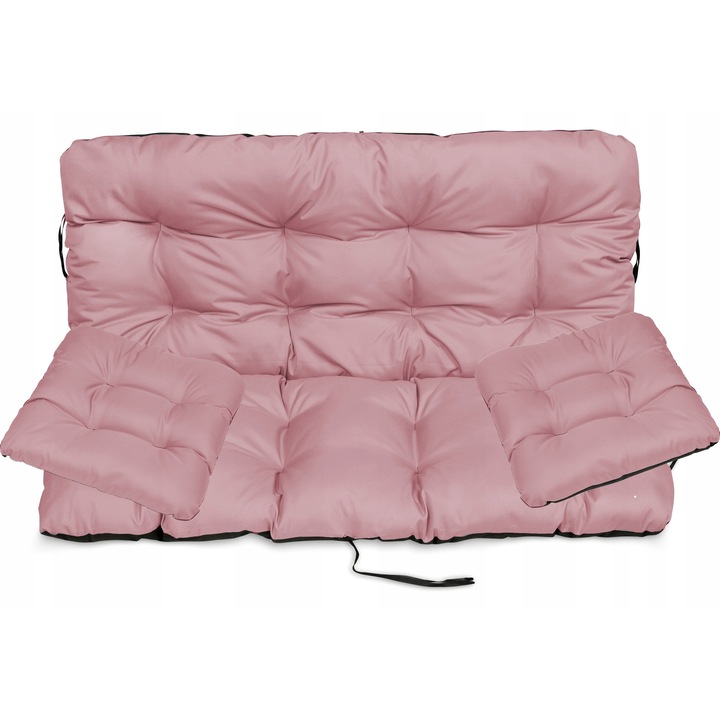 Set Perne scaun terasa, gradina, 3 piese, 140x60x50+2x45x45 cm, exterior, impermeabila, pentru banca, balansoar, paleti, roz pudra, Superkissen24