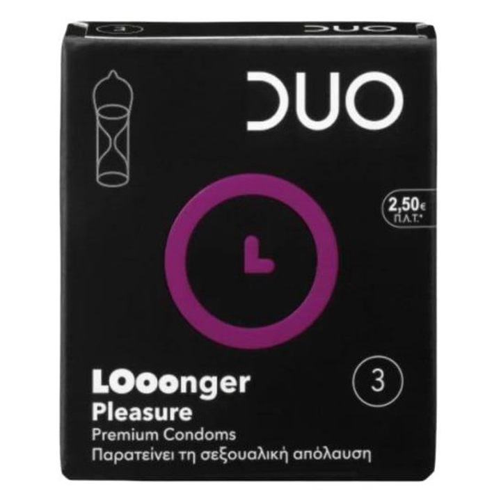 Set 3 prezervative, DUO, Premium Longer Pleasure
