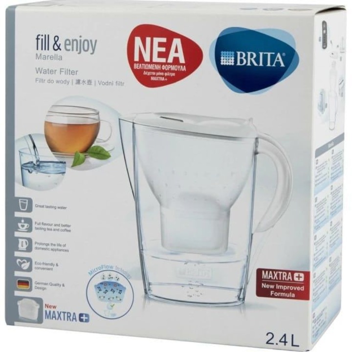 Cana filtranta, Brita, 2.4 l, 26.5 x 27.5 x 11 cm, Alb/Transparent