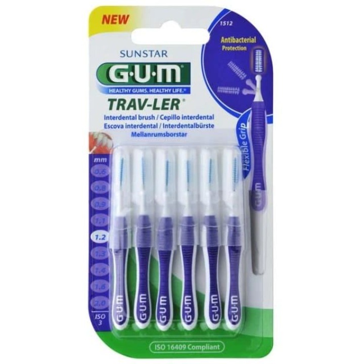 Set 6 periute interdentare, GUM, 1.2 mm, Multicolor