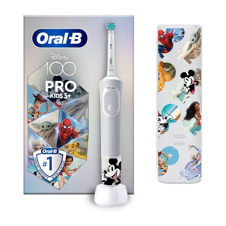 Periuta de dinti electrica pentru copii cu carcasa editie Disney, Oral-B, 3 ani+, Multicolor